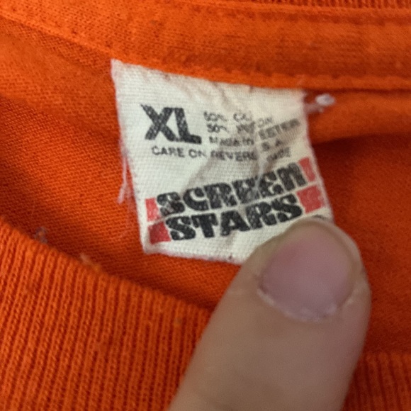 🧡🦌Vintage Graphic T 1970’s/1980’s Screen Stars XL - Man vs Nature Cartoon 🦌🧡 - Picture 3 of 5